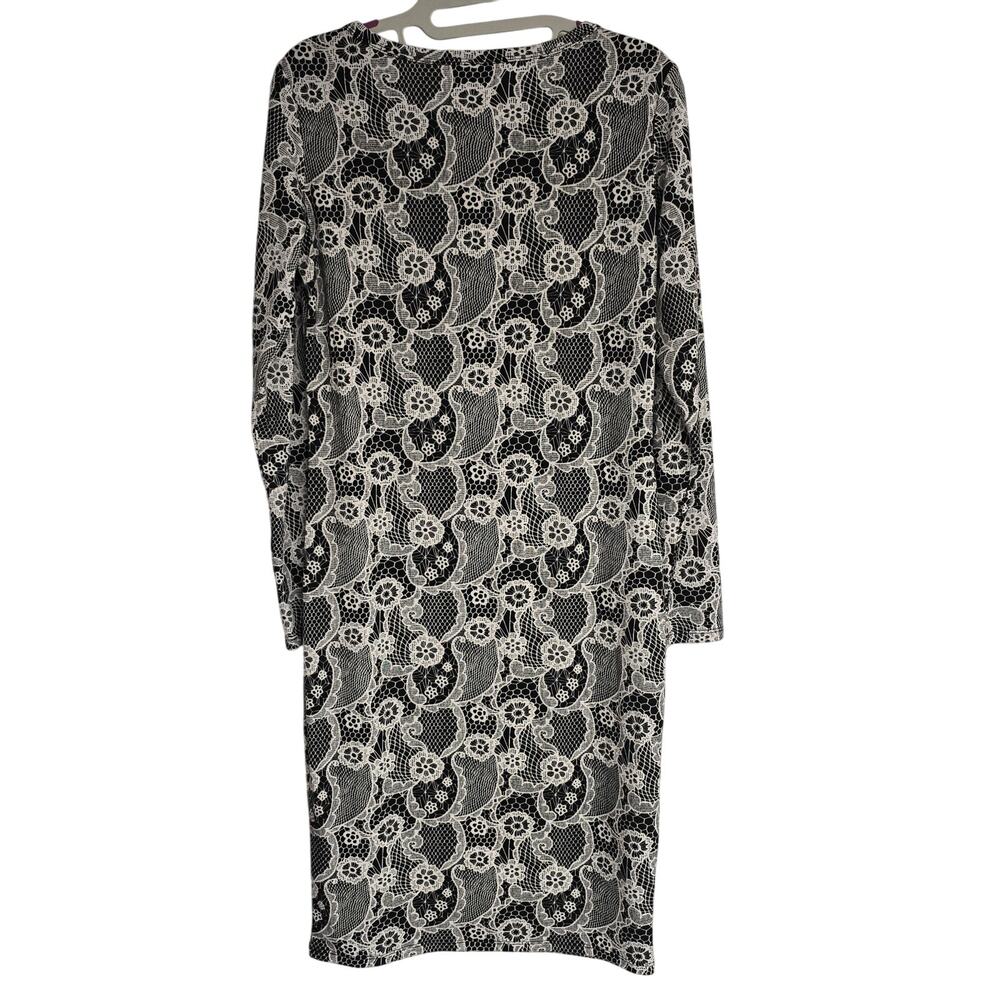 Women's Lularoe Black & White Floral Long Sleeve Midi Dress - Size Small - Picture 2 of 8